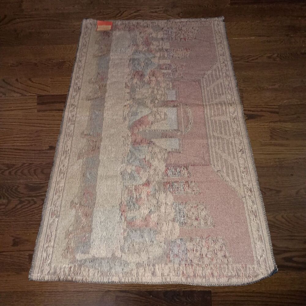 Vintage The Last Supper Tapestry Made In Italy 36x20 Jesus Apostles Religious - Picture 13 of 16